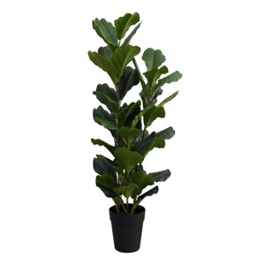 Syemin Artificial Plants 32" Tall Fiddle Tree with Planter Realistic Faux Olive Plant for Outdoor Indoor Home Decor, Green, 16"*19.5"*32" - 1 of 4