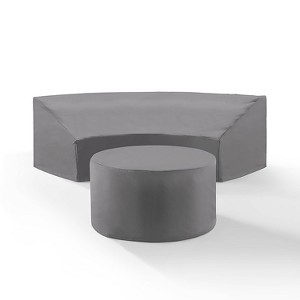 Crosley Catalina 2pc Furniture Cover Set, Round Sectional Sofa and Coffee Table, Gray: Vinyl Protective, Waterproof, Scratch-Resistant - 1 of 4