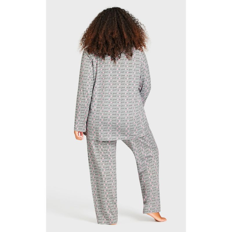 Women's Plus Size Button Through Sleep Top - gray | AVENUE, 4 of 7