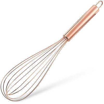 Juvale Stainless Steel Rose Gold Wire Utility Whisk, Balloon Egg Whisk for Blending Whisking, 12 inch