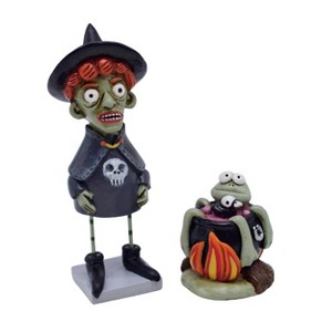Transpac Resin Witch and Cauldron Figurine Set of 2 Halloween Decorative Objects for Indoor Tabletop Decor and Gifts - 1 of 1