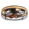 Airsurfer 19-In Matte Black Low Profile Flush Mount Ceiling Fan with Light, Dark Walnut Blades, Remote Controlled, 7-Blade Cage Design - 2 of 4