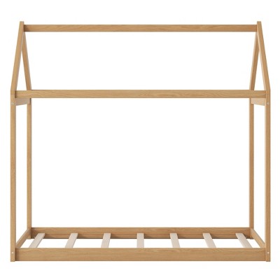 Bellemave House Bed for Kids, Twin Floor Bed, Pine Wood House Floor Bed, Montessori Bed for Kids, Wood Color£¨Pine Wood£©