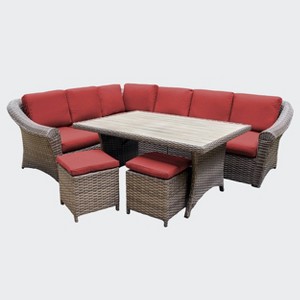 Leisure Made Walton 7pc Wicker Sectional in Red Fabric - 1 of 4