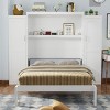 Queen Size Murphy Bed with Cabinets and Bookcase, Wall Bed with Storage Wardrobe and Foldable Platform Frame-Maison Boucle - 3 of 4