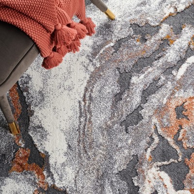 Cyrus Gray and Orange Abstract Shag Area Rug