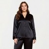 Anna-Kaci Lounge Women's PLus Size 2-Piece Satin Pajama Set with Relaxed Button Front Top and Wide-Leg Pants - 2 of 4