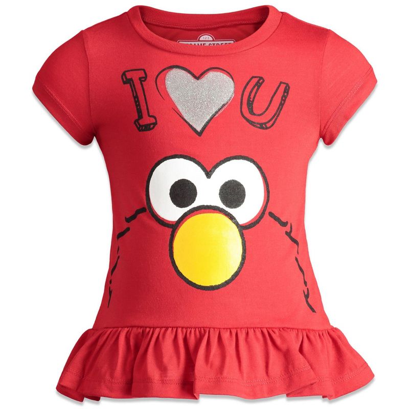 Sesame Street Big Bird Cookie Monster Elmo Girls Pullover T-Shirt and Leggings Outfit Set Little Kid, 3 of 8