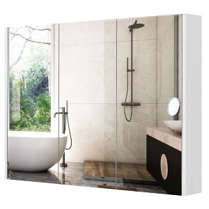 Costway 36" Wide Wall Mount Mirrored Bathroom Medicine Cabinet Organizer Mirror Door - 1 of 4