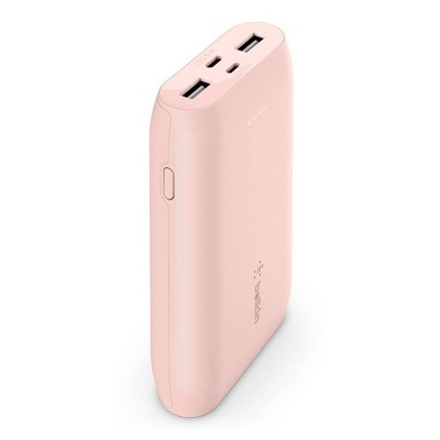 Belkin 10000mAh 3-Port Power Bank with 6in USB-C to USB-A Cable – Rose Gold