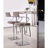 Whiteline Modern Living Zuri Barstool Taupe adjustable height with armrests and square stainless steel base. - 2 of 3