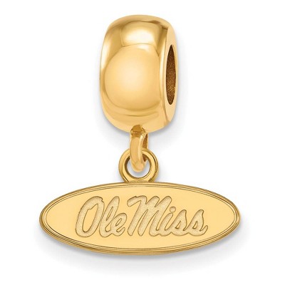 Black Bow Jewelry 14k Yellow Gold Plated Sterling Silver Mississippi Rebels NCAA Bead Charm