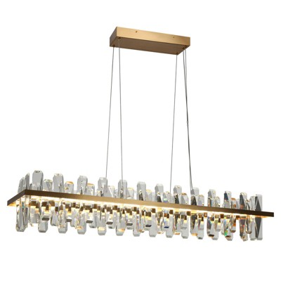 LNC Combrocollia 1-Lights 43.3" Luxury and Glam Integrated LED Rectangle Crystal Chandeliers,Polished Gold