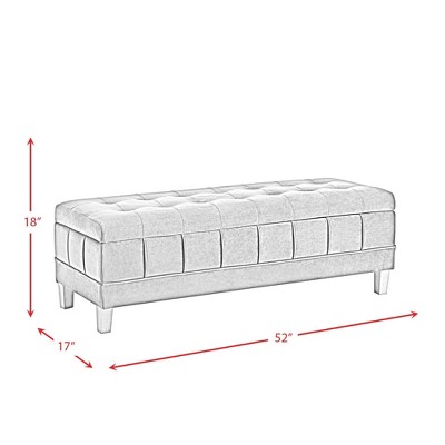 Blush Velvet Tufted Storage Bench with Rubberwood Legs