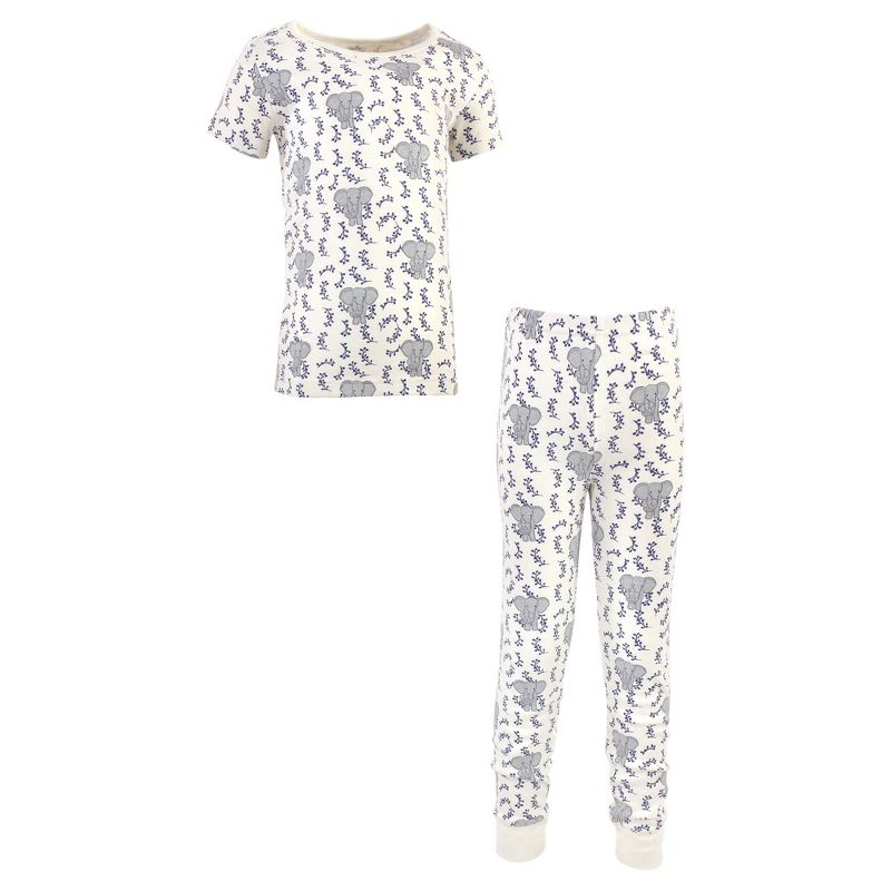 Touched by Nature Baby Boy Organic Cotton Tight-Fit Pajama Set, Blue Elephant, 1 of 5