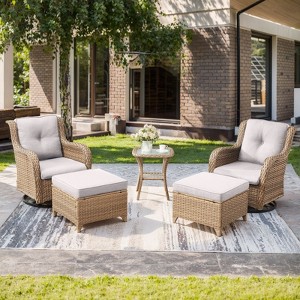 Gymojoy Outdoor Swivel Chair with Ottoman High Back Glider Chair with Soft Cushion - 1 of 4