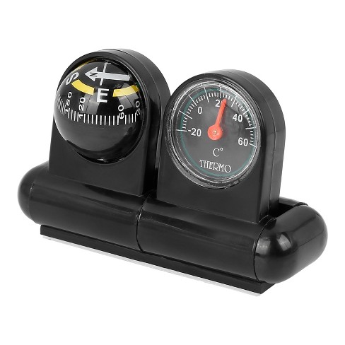 Black Outdoor 2-in-1 Car Thermometer & Compass Dashboard Ornament