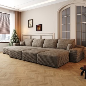 Whisen Convertible Sleeper Sofa Bed, Plush Corduroy Fabric, Back Support with Pillow - 1 of 4