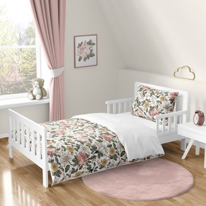 Sweet Jojo Designs Girl Toddler Bedding Set Vintage Floral Pink Green and Yellow 5 pc - 1 of 4