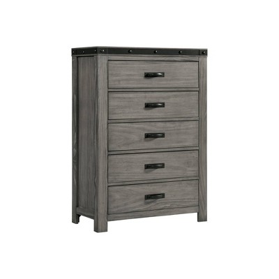 5 Drawer Montauk Chest Gray - Picket House Furnishings: Spacious Storage, Metal Pulls, Bedroom Furniture