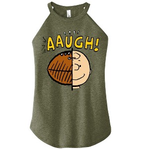 Women's - Peanuts - C Brown Half Football Head Graphic High Neck Tank - 1 of 3
