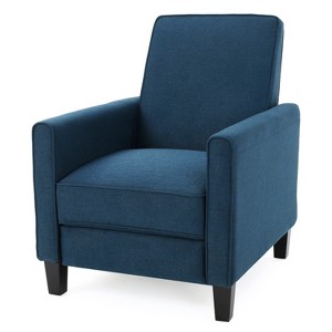 TinyHomie Navy Blue Fabric Push Back Chair for Elegant Home Decor - 1 of 4