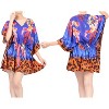 LA LEELA Women's Summer Mini Loose Holiday Beach Dress Coverups Swimwear Bathing Suit Dress Plus Size Fall Swimsuit Cover Ups 3X-4X Blue Floral - 2 of 4