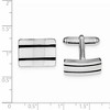 Black Bow Jewelry Men's Sterling Silver & Black Enamel Striped Rectangular Cuff Links - 2 of 3
