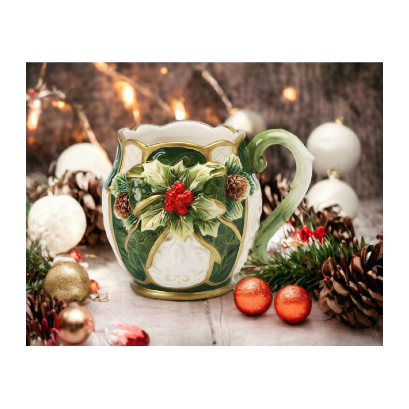 Kevins Gift Shoppe Christmas Ceramic Holly Mug (SET OF 4), 3 of 4