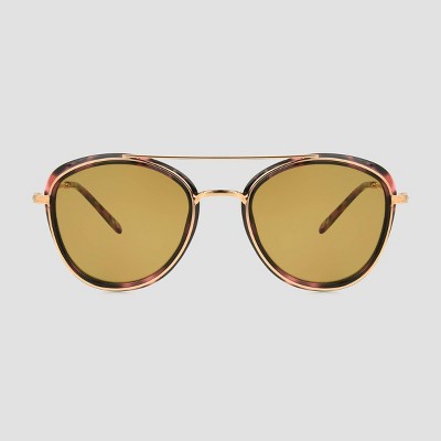 Women's Tortoise Shell Print Aviator Sunglasses - A New Day™ Brown