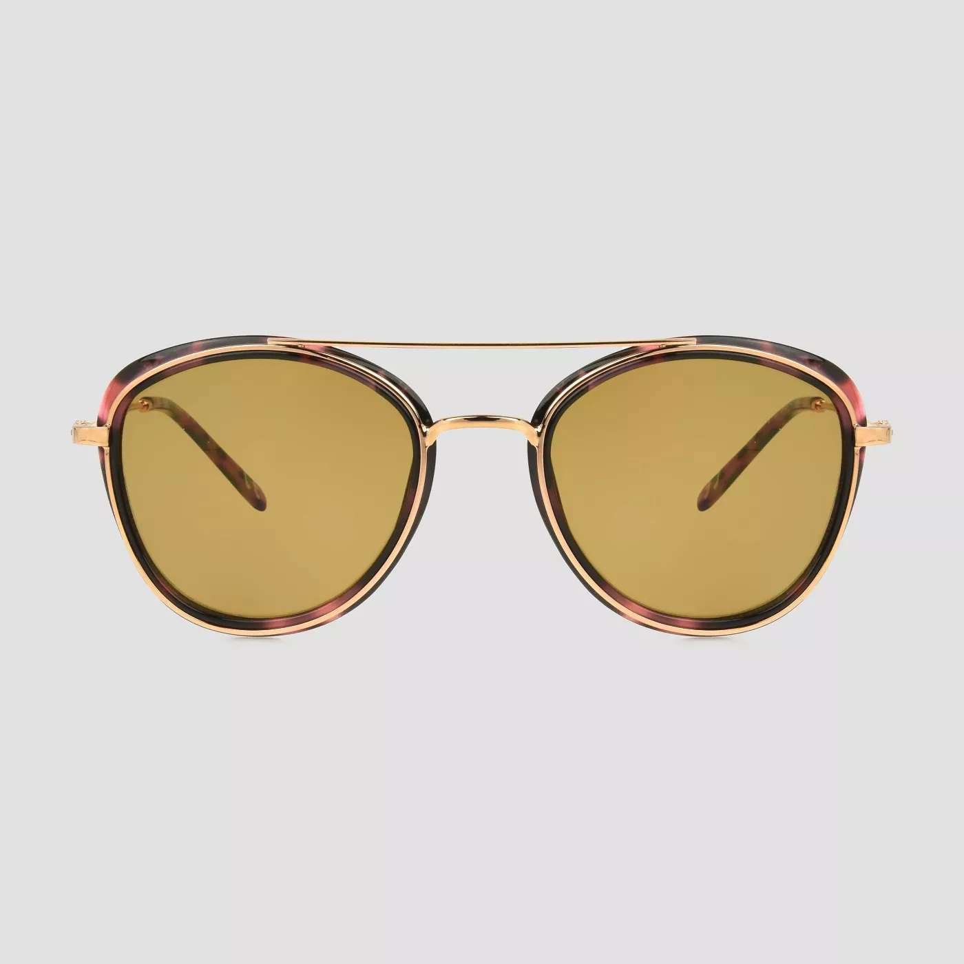Women's Tortoise Shell Print Aviator Sunglasses - A New Day™ Brown - image 1 of 6