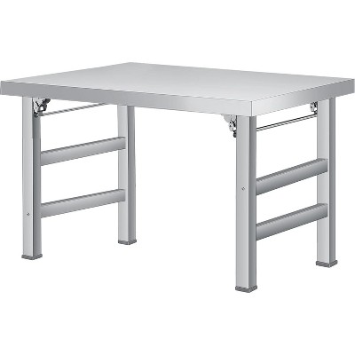 Stainless Steel Folding Work Table - 600LB Capacity, Portable Single Tier Prep Station for Kitchen, BBQ, Garage. Water & Heat Resistant.