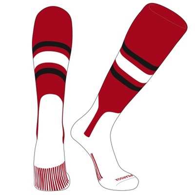 PEAR SOX OTC Baseball Softball Stirrup Socks (B, 7in) Red, Black, White