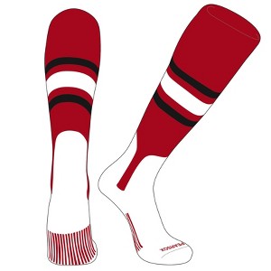 PEAR SOX OTC Baseball Softball Stirrup Socks (B, 7in) Red, Black, White - 1 of 3