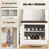 Munora 3-in-1 Hall Tree - Entryway Bench with Coat Rack, 3 Hooks & Shoe Storage - White/Oak Wood Grain - 4 of 4