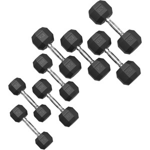 PVC Hex Dumbbell Weight Set, Exercise & Fitness Dumbbells for Muscle Toning, Strength Building & Full Body Workout, 110LB Set - (5+10+15+20LB) x2 - 1 of 4
