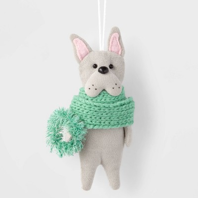 Fabric Dog with Green Scarf Christmas Tree Ornament - Wondershop™