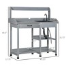 Aghana Digitals Gray Wooden Outdoor Potting Bench with Removable Sink, Faucet, Drawer, Shelves & - 3 of 4