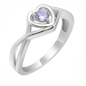 Christine Engagement Ring for Women Promise Heart Birthstone Cz Sterling Silver by Ginger Lyne - 1 of 4