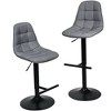 Costway Adjustable Bar Stools Swivel Counter Height Linen Chairs with Back Gray - image 4 of 4