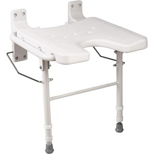 HealthSmart Wall Mount Fold Away Bath Chair Shower Seat Bench with Adjustable Legs, FSA and HSA Eligible, Seat 16 x 16 Inches, White - 1 of 1