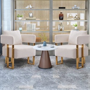 KTMBDW Accent Chair Set of 2, Modern Armchair with Gold Metal Legs, Reading Leisure Chair with High Back for Living Room Bedroom - 1 of 4