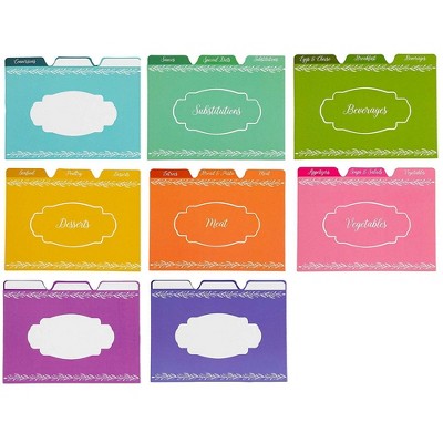 Sustainable Greetings 24-Pack Kitchen Recipe Card Dividers, Modern Colorful Style, Top Index Tabs Organizer Your Recipe Box, 4x6 inch