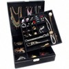 Two - Layer Jewelry Box Organizer with Lock, Black Storage Case 10.2" X 10.2" X 3.5" - 2 of 4