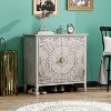Okak Modern American Dresser for Bedroom with 3 Embossed Drawer, Wooden Chest Storage Cabinet for Living Room Study Hallway Entryway - 3 of 4