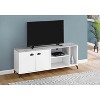 Monarch Specialties Tv Stand 60 Inch Console Media Entertainment Center Storage Cabinet Laminate Metal Grey White Contemporary Modern - 2 of 4