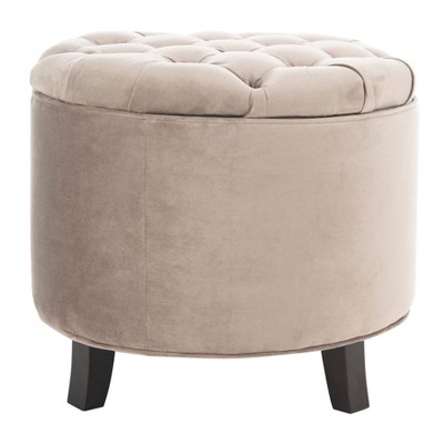 Amelia Tufted Storage Ottoman Light Brown - Safavieh