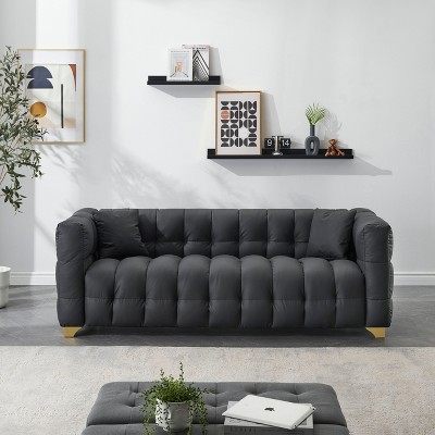 NicBex Modern 3-Seat Futon Sofa Couch with Pillows & Gold Feet,Waterproof Upholstered Lounge Settee Sofa for Living Room,Bedroom