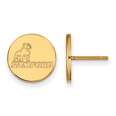 Black Bow Jewelry 10k Yellow Gold Samford Bulldogs NCAA Post Earrings