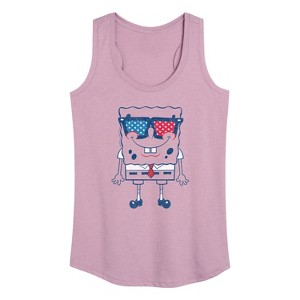 Women's - SpongeBob SquarePants - Flag Fill Sunglasses Graphic Racerback Tank - 1 of 4